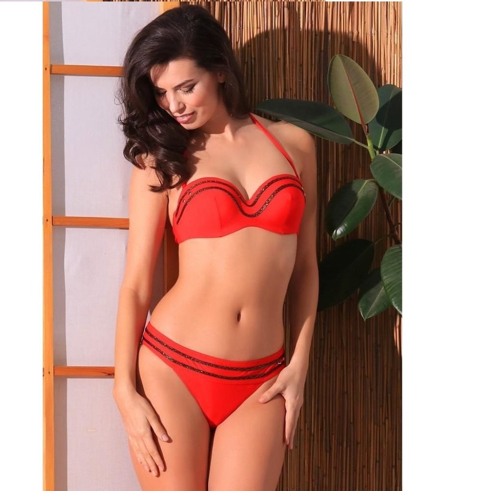 NWT Jolidon Red w/ Gold Trim Underwire Bikini Set